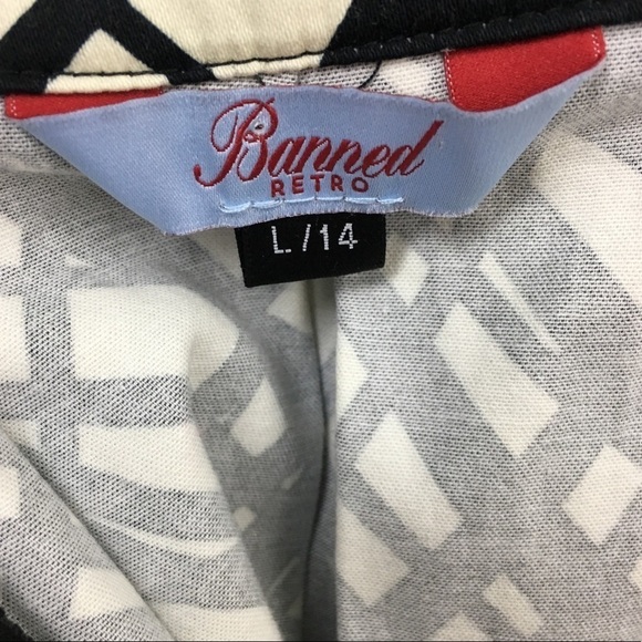 BANNED Retro Skirt Pleated Full Rockabilly 50s Abstract Mod Size 10 US 14 UK - Picture 7 of 11